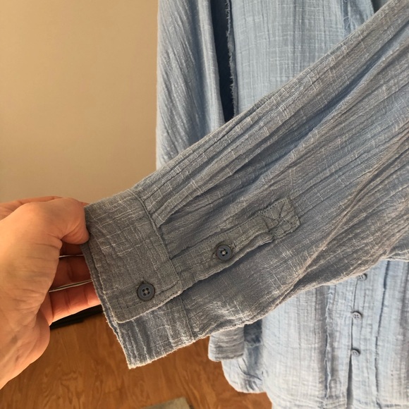 FP We The Free Oversized Cotton Button Down Shirt size LG EUC - Picture 6 of 11